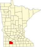 Map of Minnesota highlighting Cottonwood County